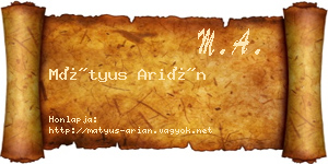 Mátyus Arián névjegykártya